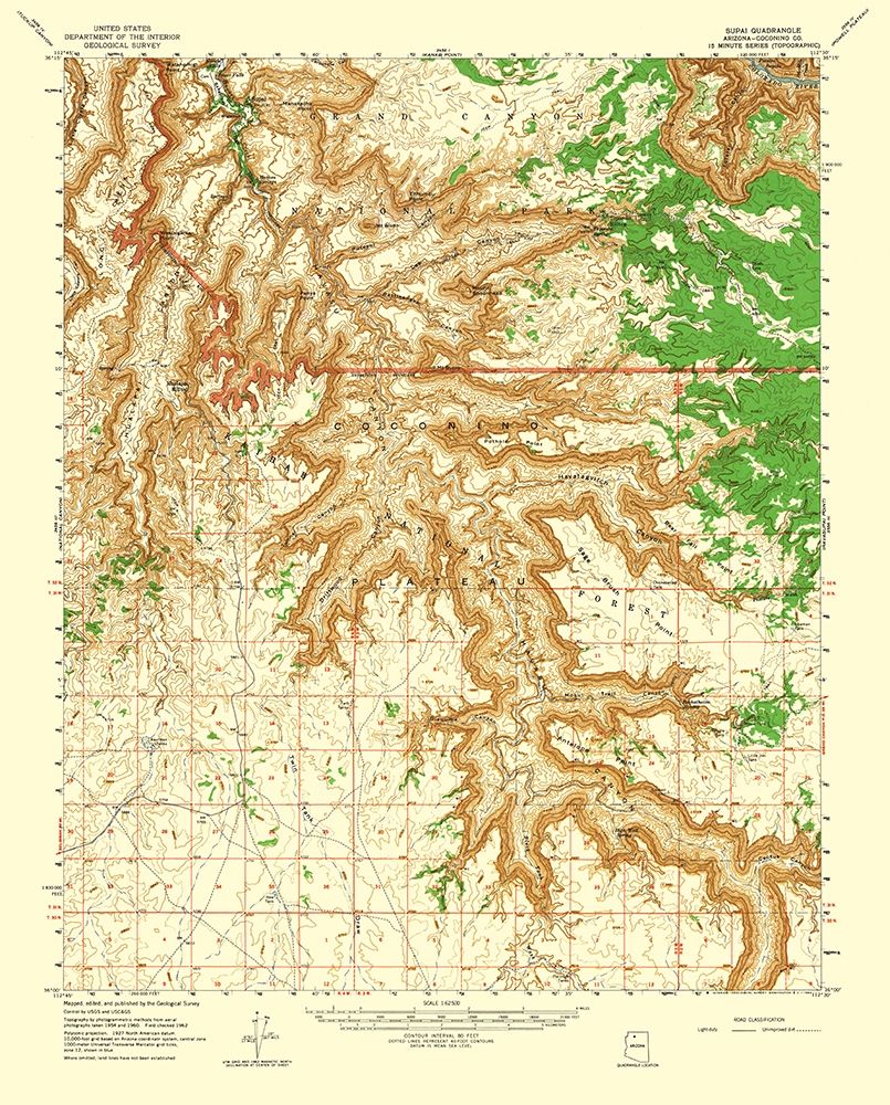 Supai Arizona Quad - USGS 1962 art print by USGS for $57.95 CAD