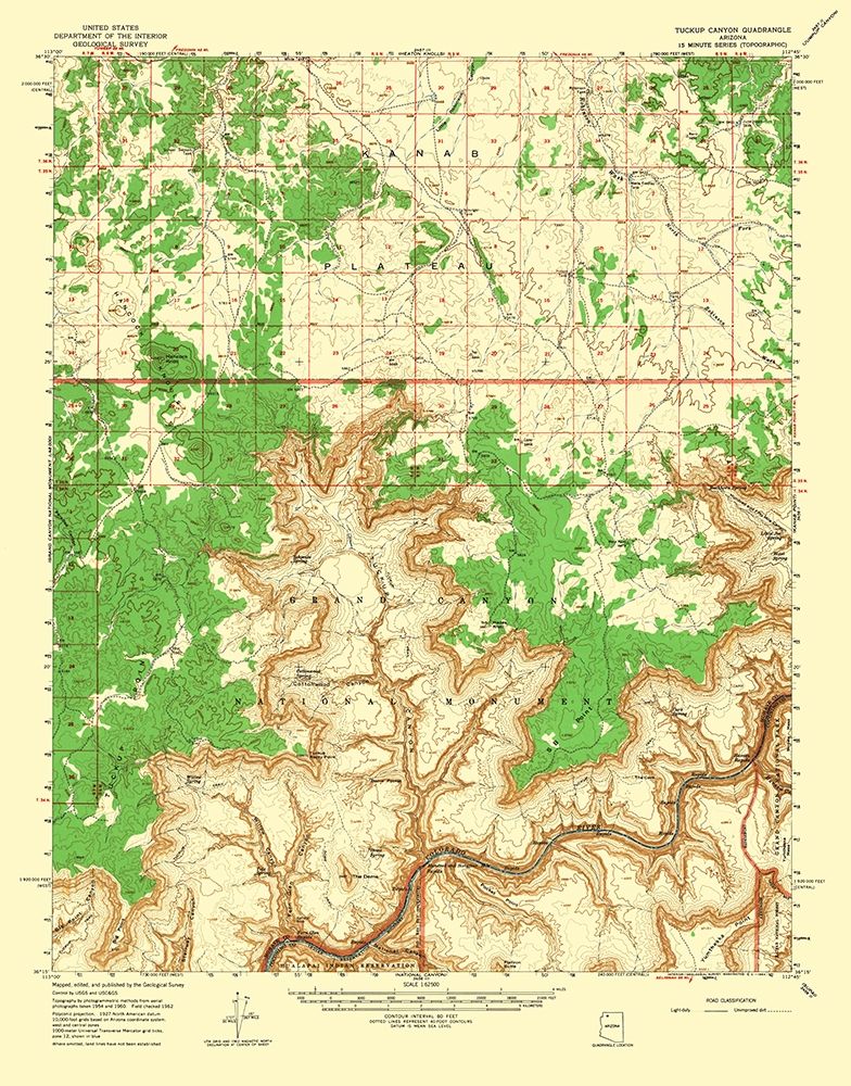 Tuckup Canyon Arizona Quad - USGS 1962 art print by USGS for $57.95 CAD