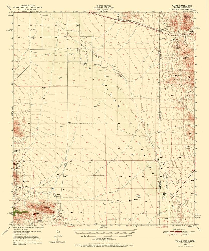 Vanar Arizona Quad - USGS 1950 art print by USGS for $57.95 CAD