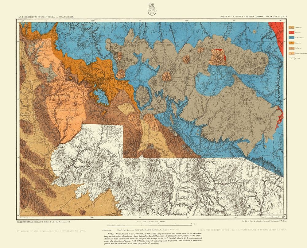 Arizona West Central Arizona Geographical Sheet art print by US Army for $57.95 CAD