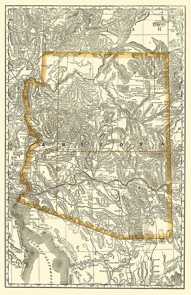 Arizona - Rand McNally 1876 art print by Rand McNally for $57.95 CAD