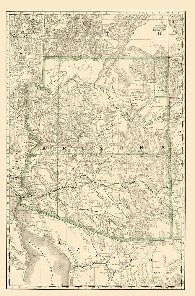 Arizona - Rand McNally 1879 art print by Rand McNally for $57.95 CAD