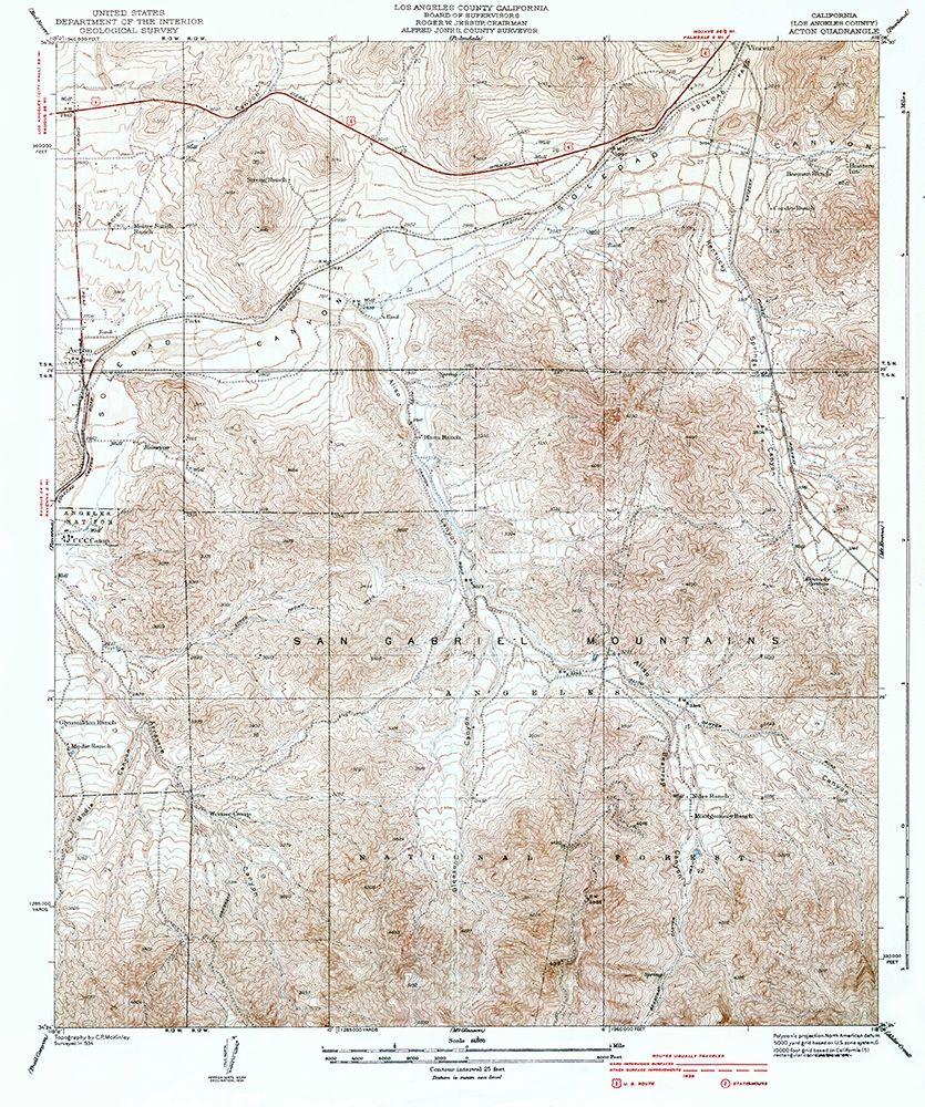 Acton California Quad - USGS 1939 art print by USGS for $57.95 CAD
