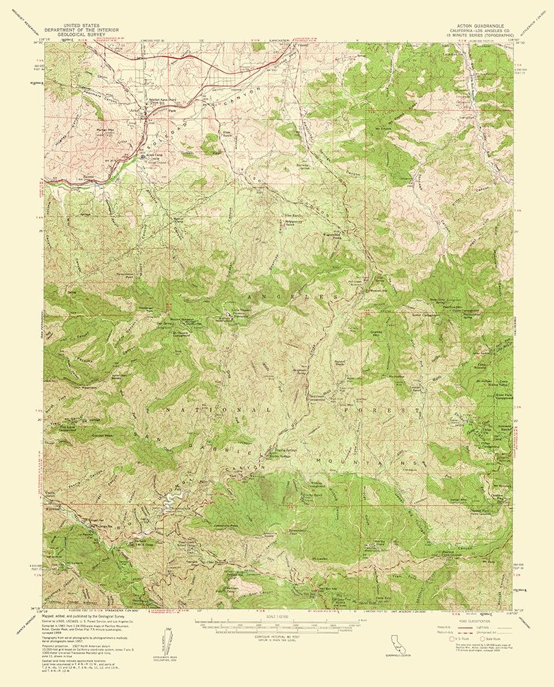 Acton California Quad - USGS 1961 art print by USGS for $57.95 CAD