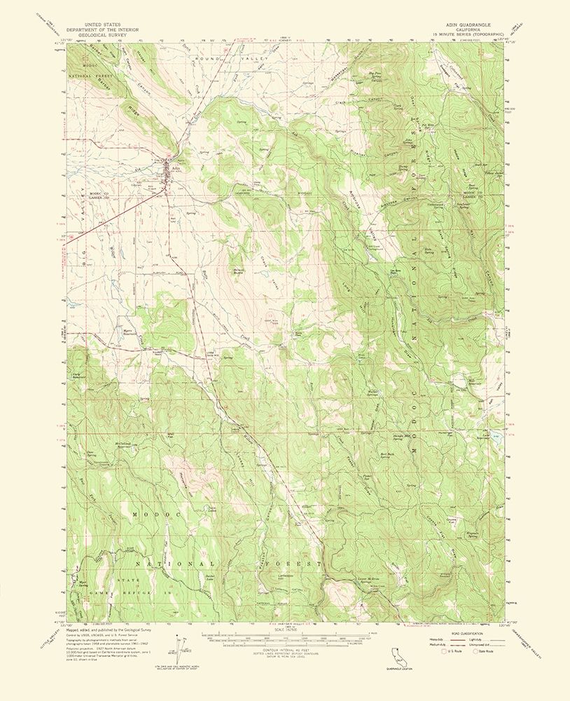 Adin California Quad - USGS 1964 art print by USGS for $57.95 CAD