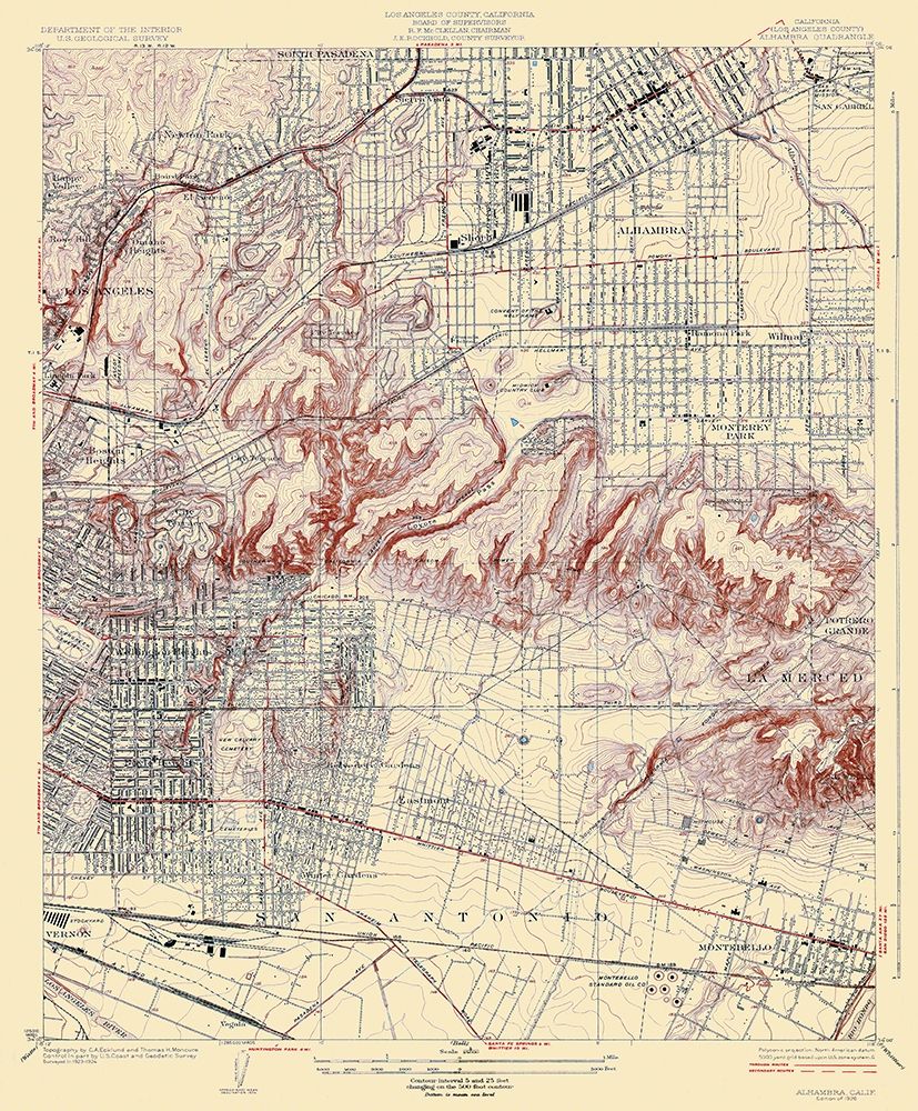 Alhambra California Quad - USGS 1926 art print by USGS for $57.95 CAD