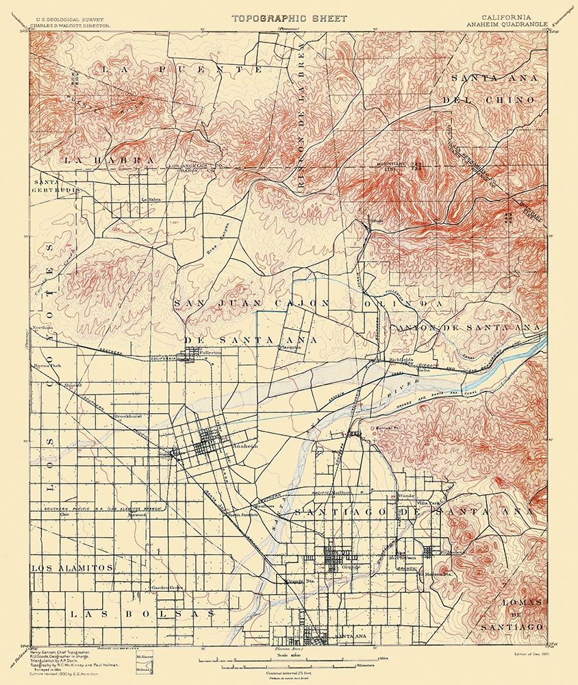 Anaheim California Quad - USGS 1901 art print by USGS for $57.95 CAD