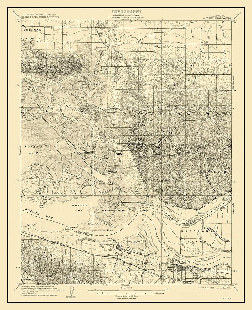 Antioch California Quad - USGS 1908 art print by USGS for $57.95 CAD