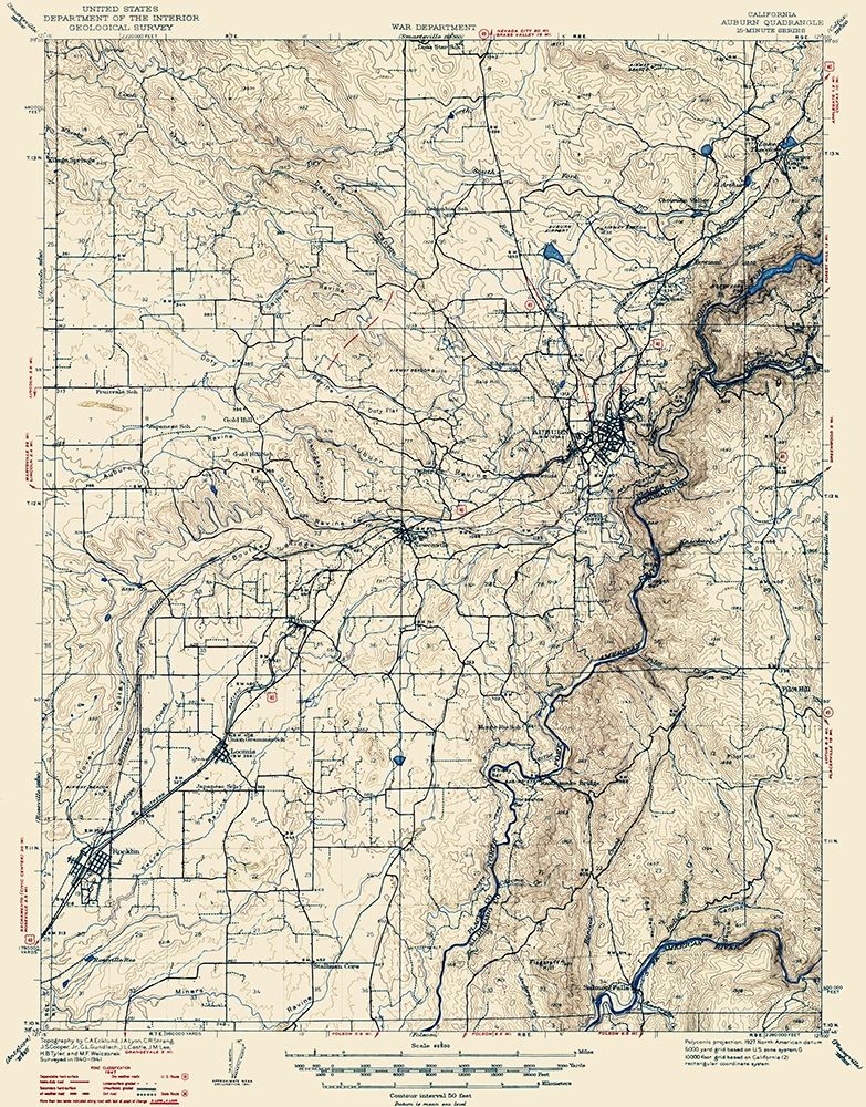 Auburn California Quad - USGS 1941 art print by USGS for $57.95 CAD
