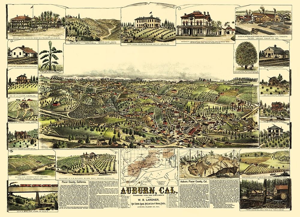 Auburn California - Lardner 1887 art print by Lardner for $57.95 CAD