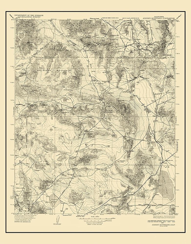 Avawatz California Quad - USGS 1933 art print by USGS for $57.95 CAD