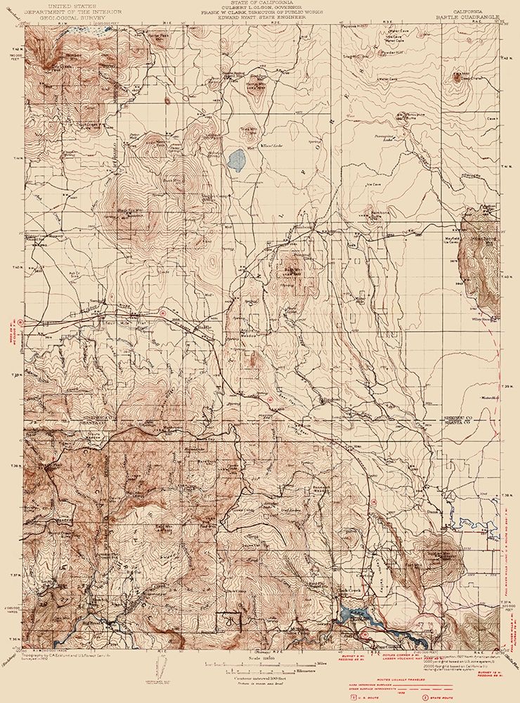Bartle California Quad - USGS 1939 art print by USGS for $57.95 CAD