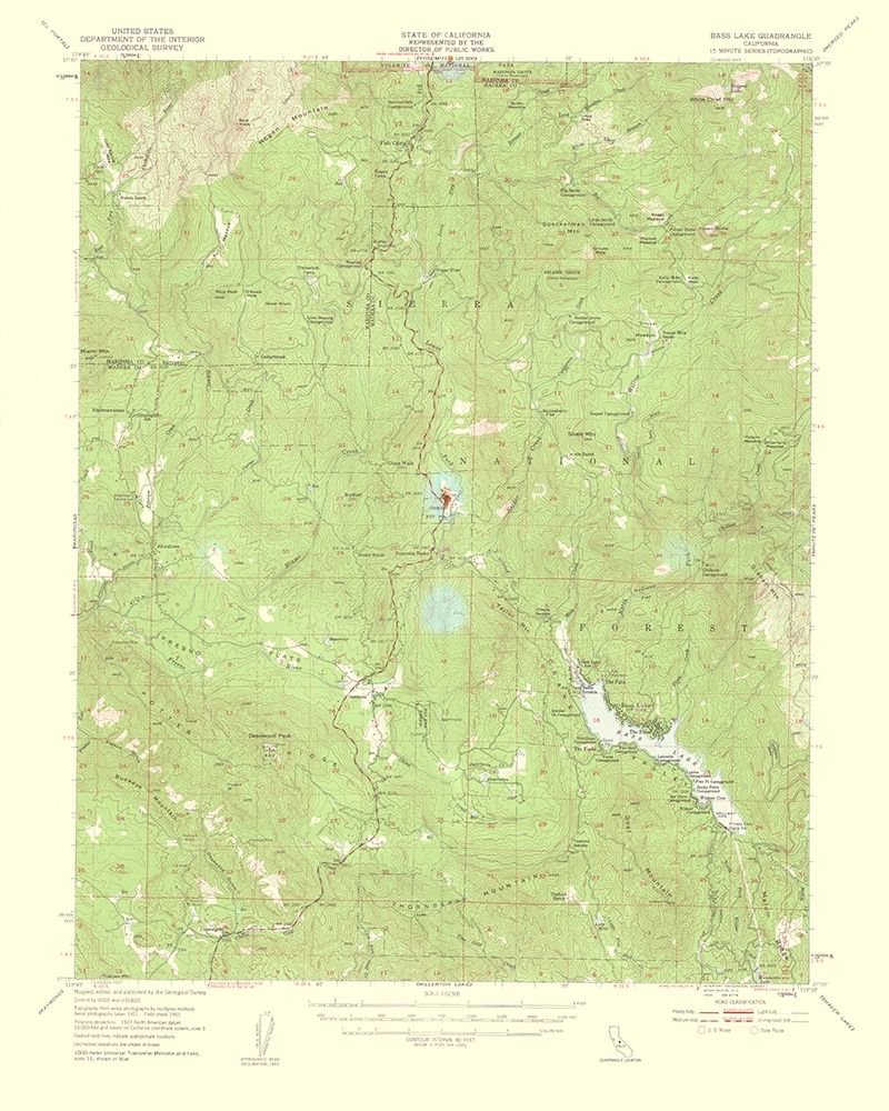 Bass Lake California Quad - USGS 1959 art print by USGS for $57.95 CAD