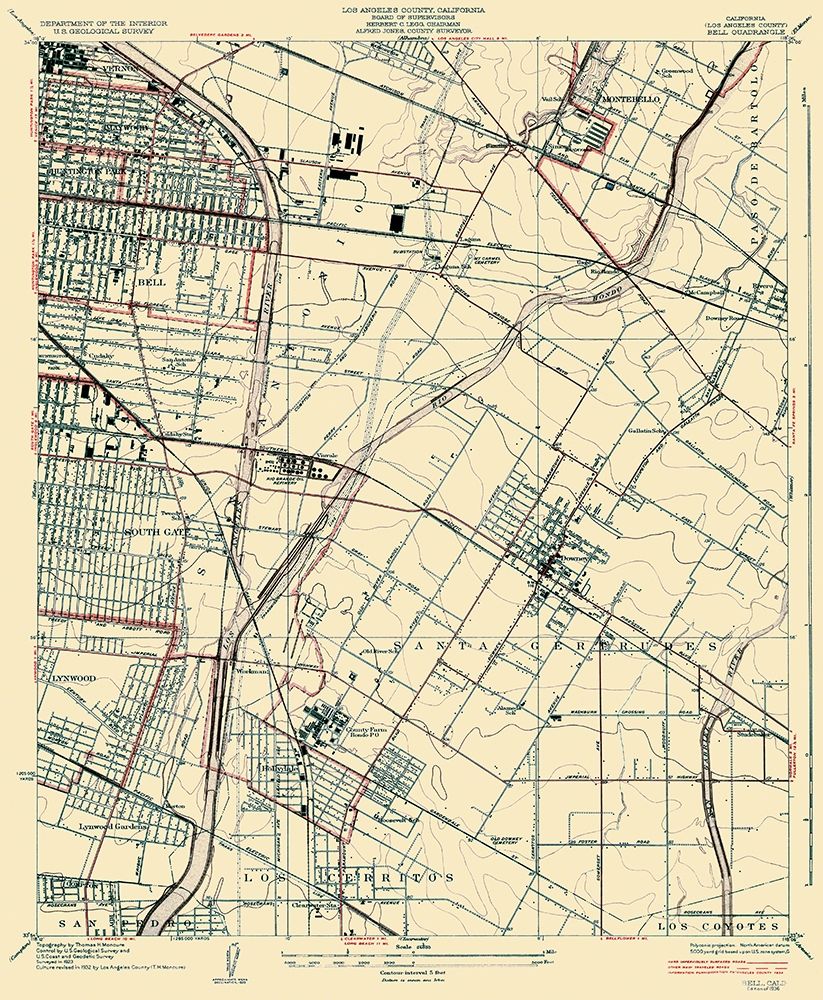 Bell California Quad - USGS 1936 art print by USGS for $57.95 CAD
