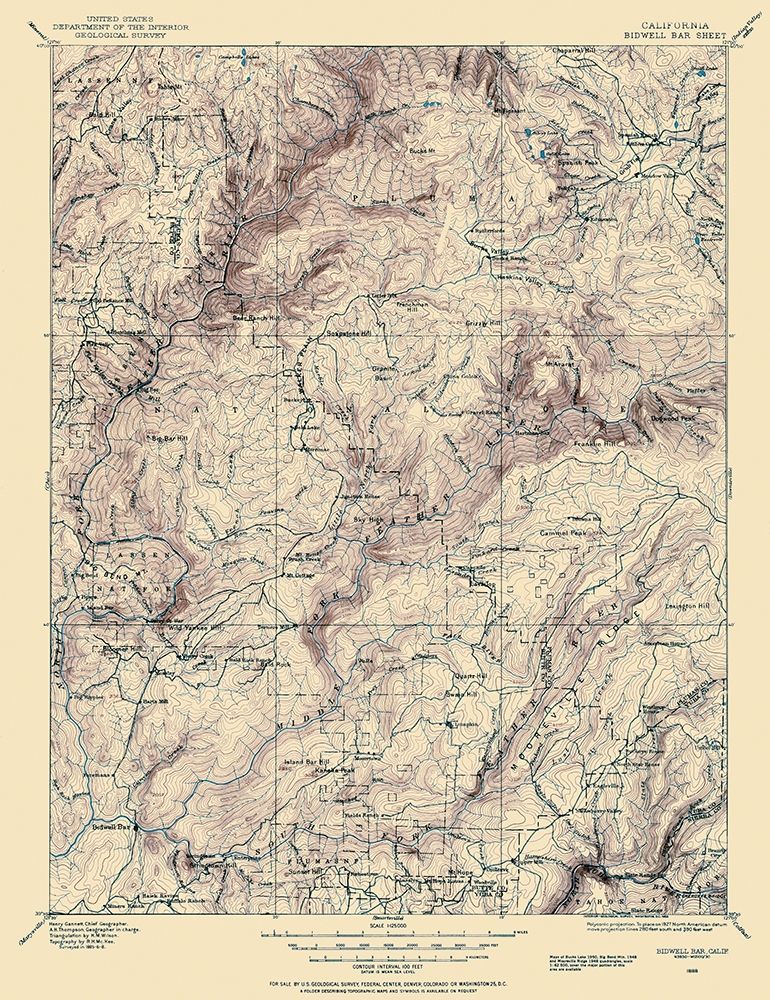 Bidwell Bar California Sheet - USGS 1888 art print by USGS for $57.95 CAD