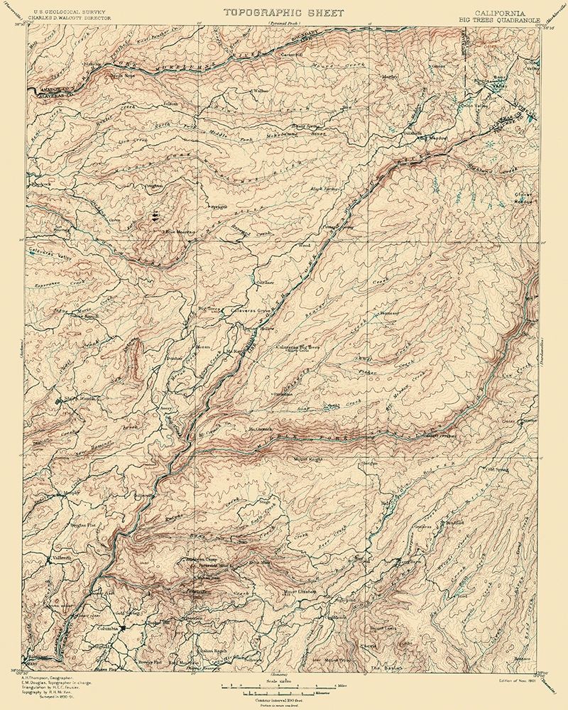 Big Trees California Quad - USGS 1901 art print by USGS for $57.95 CAD