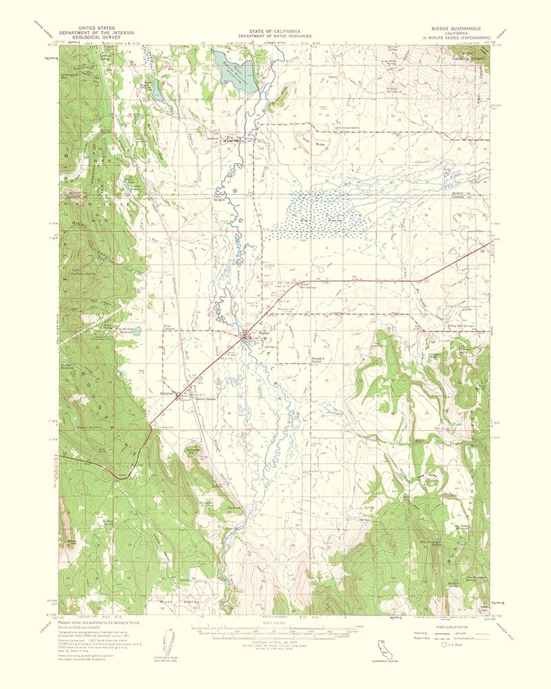 Bieber California Quad - USGS 1963 art print by USGS for $57.95 CAD