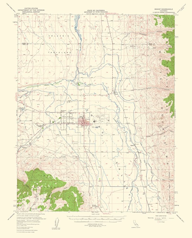 Bishop California Quad - USGS 1963 art print by USGS for $57.95 CAD