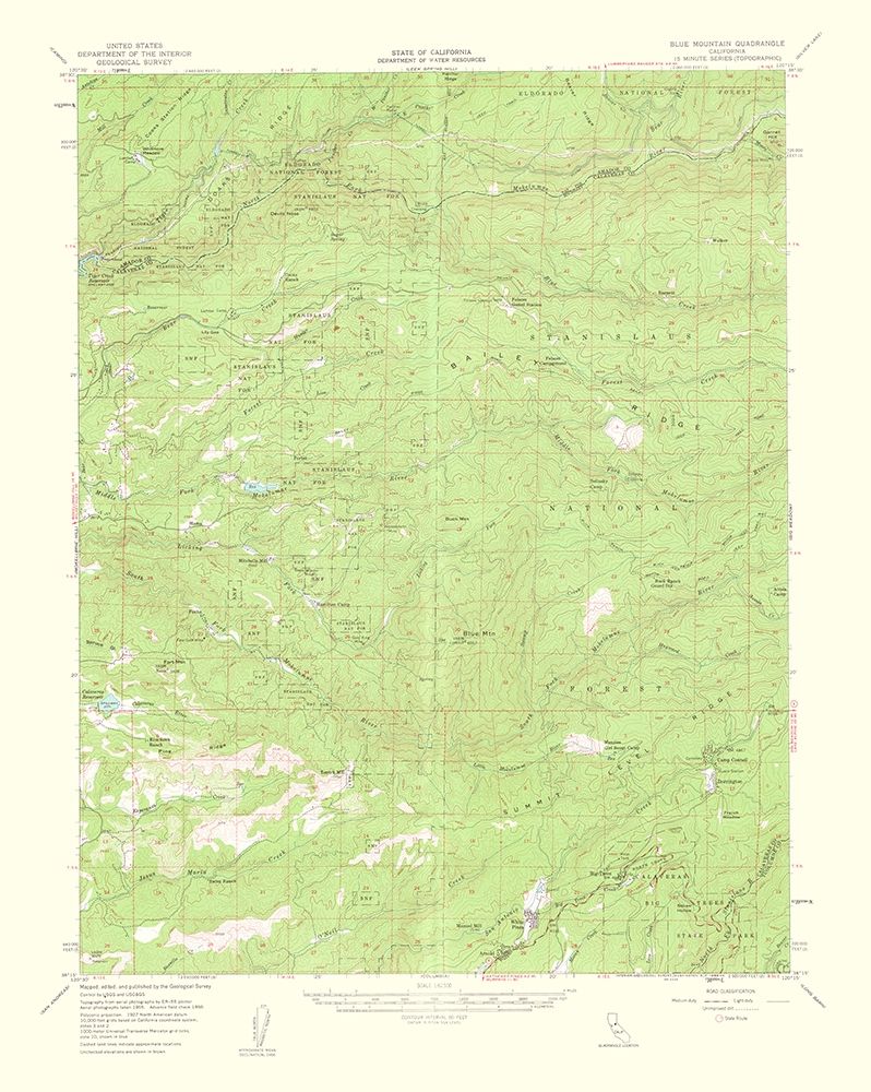 Blue Mountain California Quad - USGS 1963 art print by USGS for $57.95 CAD