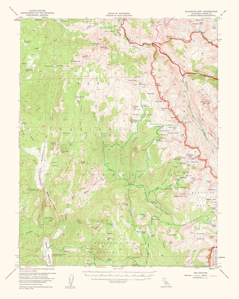 Blackcap Mountain California Quad - USGS 1962 art print by USGS for $57.95 CAD