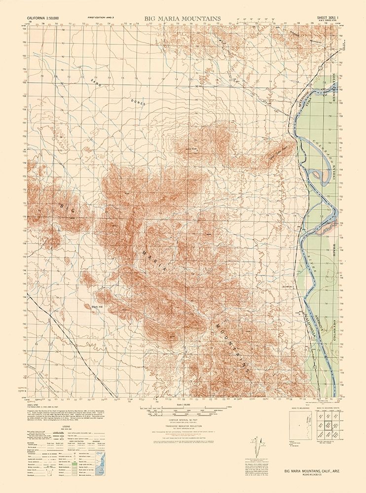 Big Maria Mountains Sheet - US Army  1944 art print by US Army for $57.95 CAD