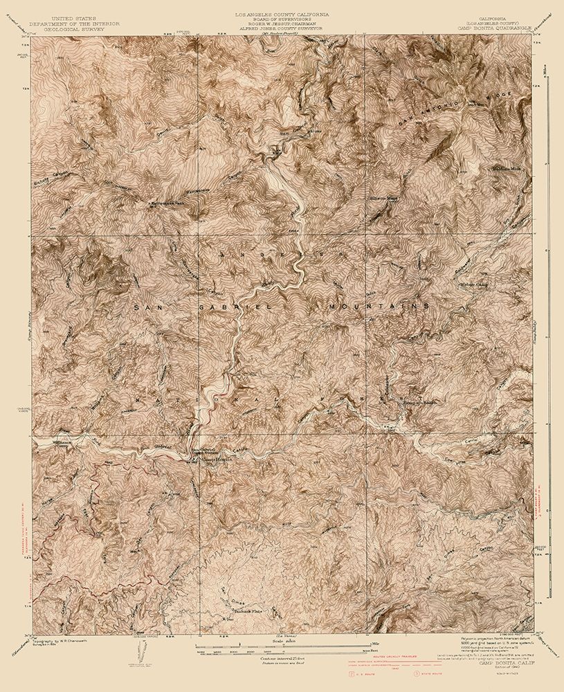Camp Bonita California Quad - USGS 1940 art print by USGS for $57.95 CAD