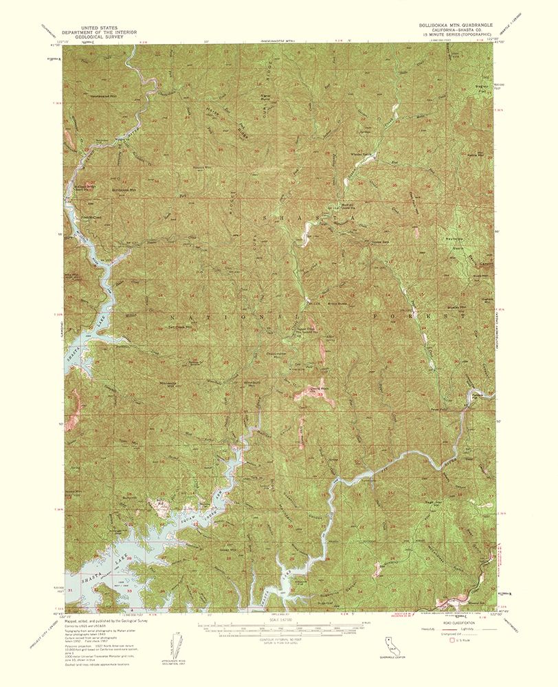 Bollibokka Mountain California Quad - USGS 1959 art print by USGS for $57.95 CAD