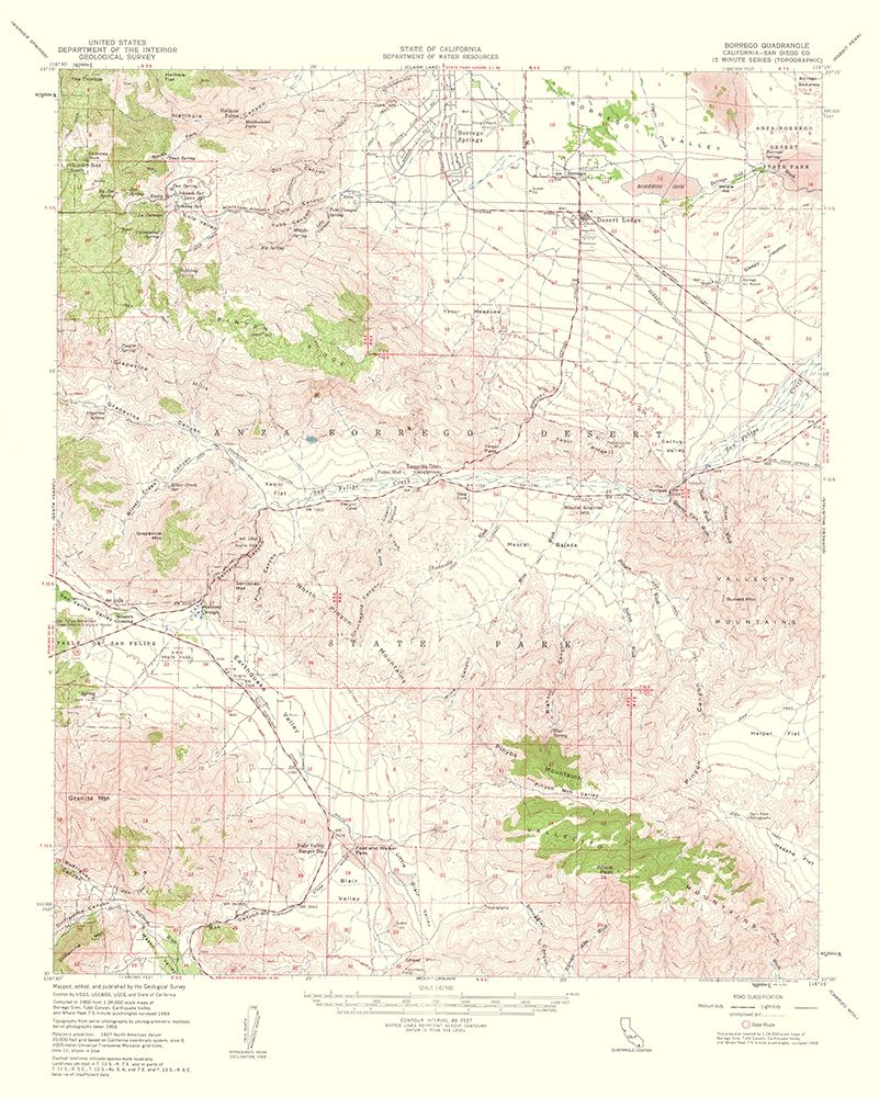 Borrego California Quad - USGS 1961 art print by USGS for $57.95 CAD