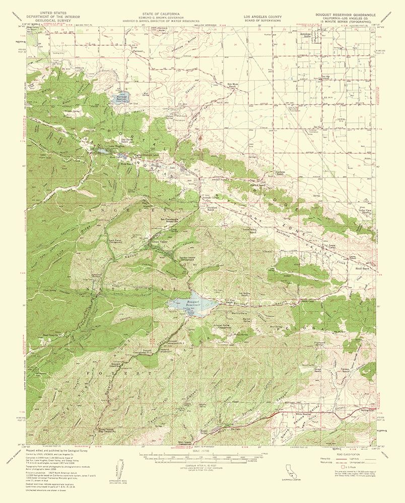 Bouquet Reservoir California Quad - USGS 1960 art print by USGS for $57.95 CAD