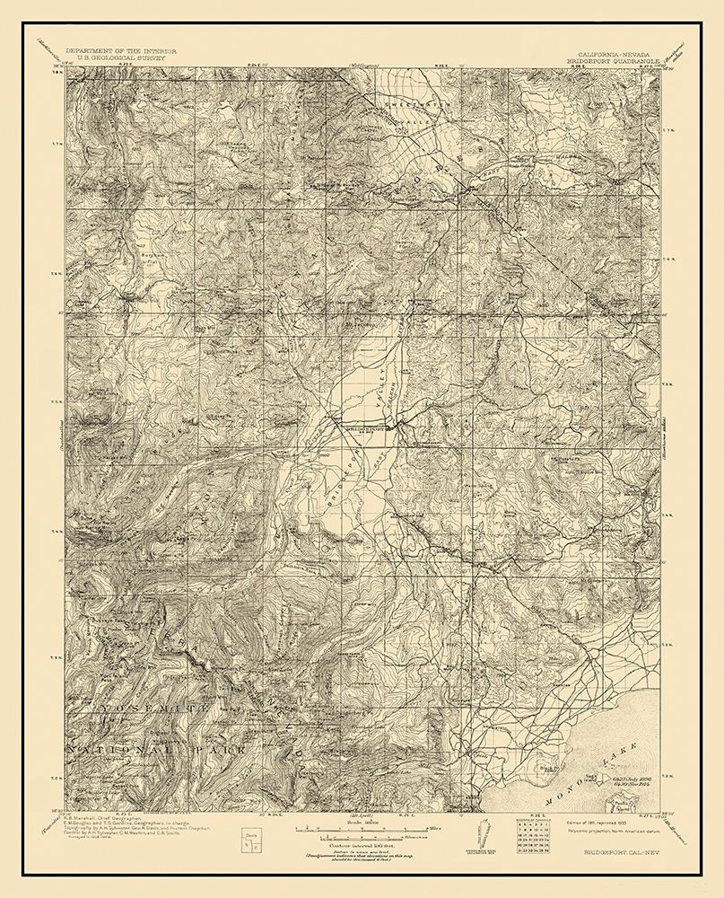Bridgeport California Nevada Quad - USGS 1911 art print by USGS for $57.95 CAD