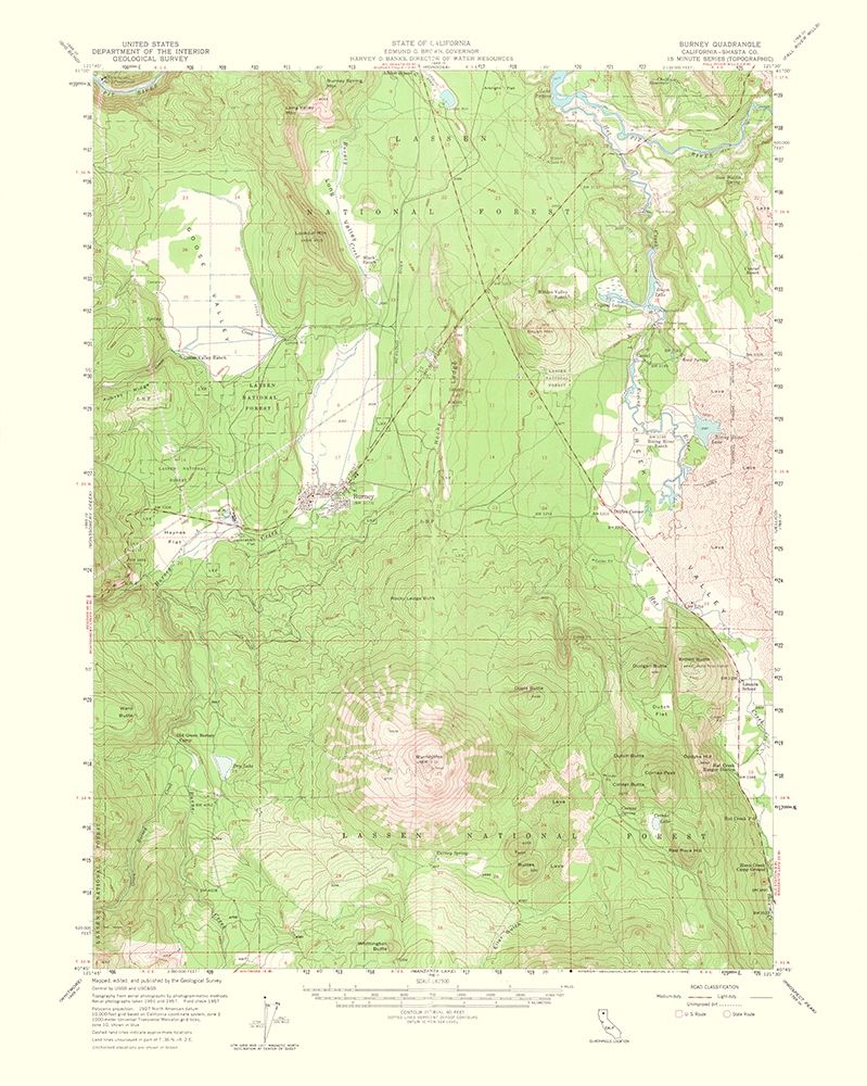 Burney California Quad - USGS 1964 art print by USGS for $57.95 CAD