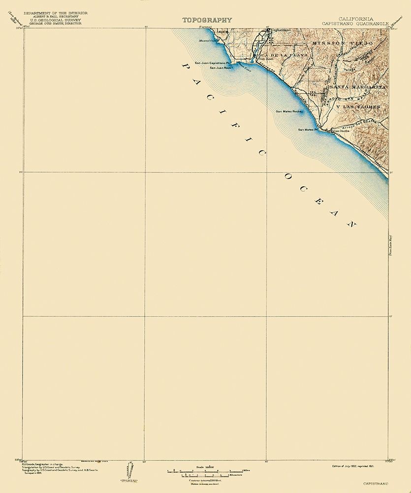 Capistrano California Quad - USGS 1902 art print by USGS for $57.95 CAD