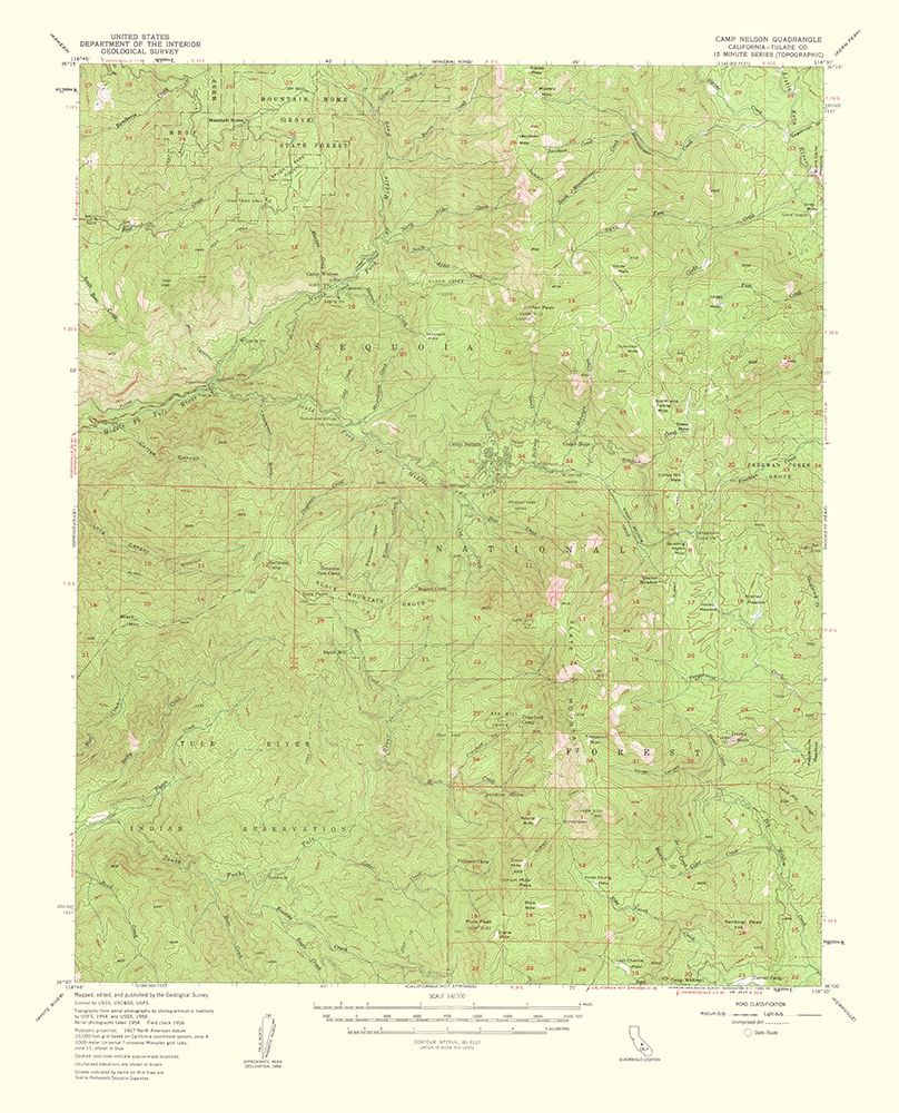 Camp Nelson California Quad - USGS 1962 art print by USGS for $57.95 CAD