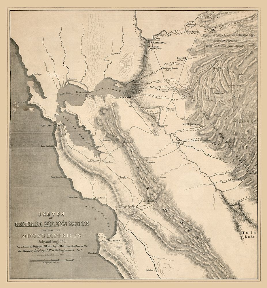California Mining Districts - Derby 1849 art print by Derby for $57.95 CAD