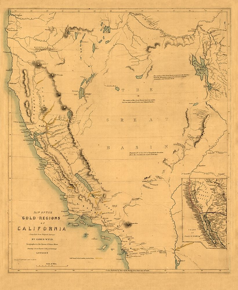 California Gold Regions - Wyld 1849 art print by Wyld for $57.95 CAD