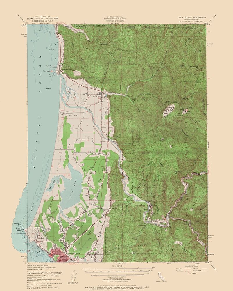 Crescent City California Quad - USGS 1952 art print by USGS for $57.95 CAD