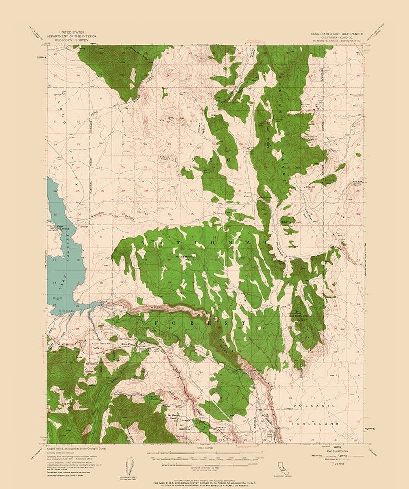 Casa Diablo Mountain California Quad - USGS 1953 art print by USGS for $57.95 CAD