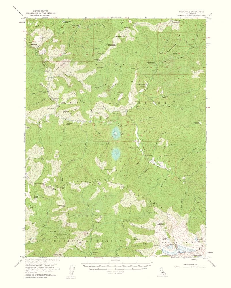 Cecilville California Quad - USGS 1961 art print by USGS for $57.95 CAD