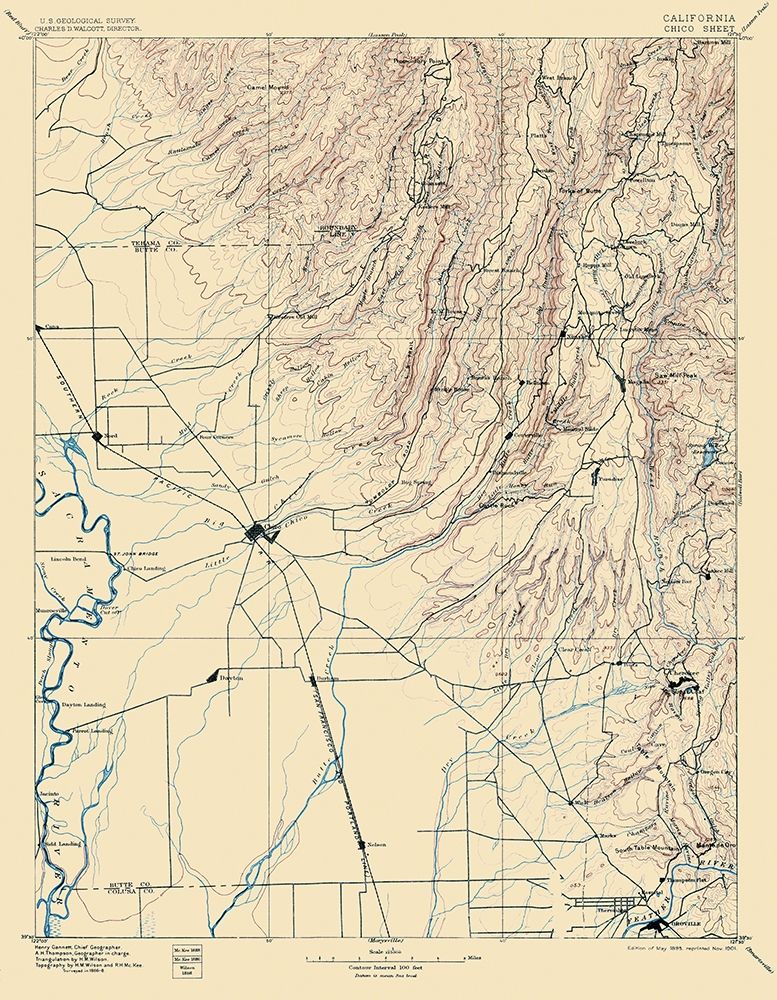 Chico California Sheet - USGS 1895 art print by USGS for $57.95 CAD