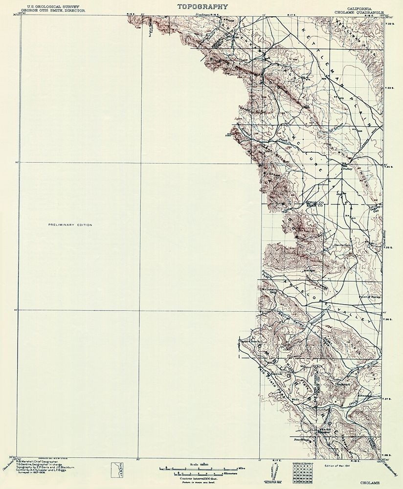 Cholame California Quad - USGS 1914 art print by USGS for $57.95 CAD