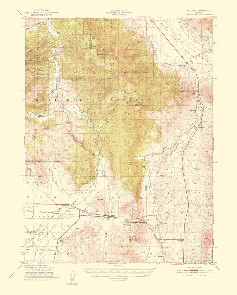 Chilcoot California Quad - USGS 1956 art print by USGS for $57.95 CAD