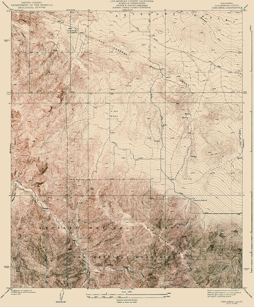 Cima Mesa California Quad - USGS 1939 art print by USGS for $57.95 CAD