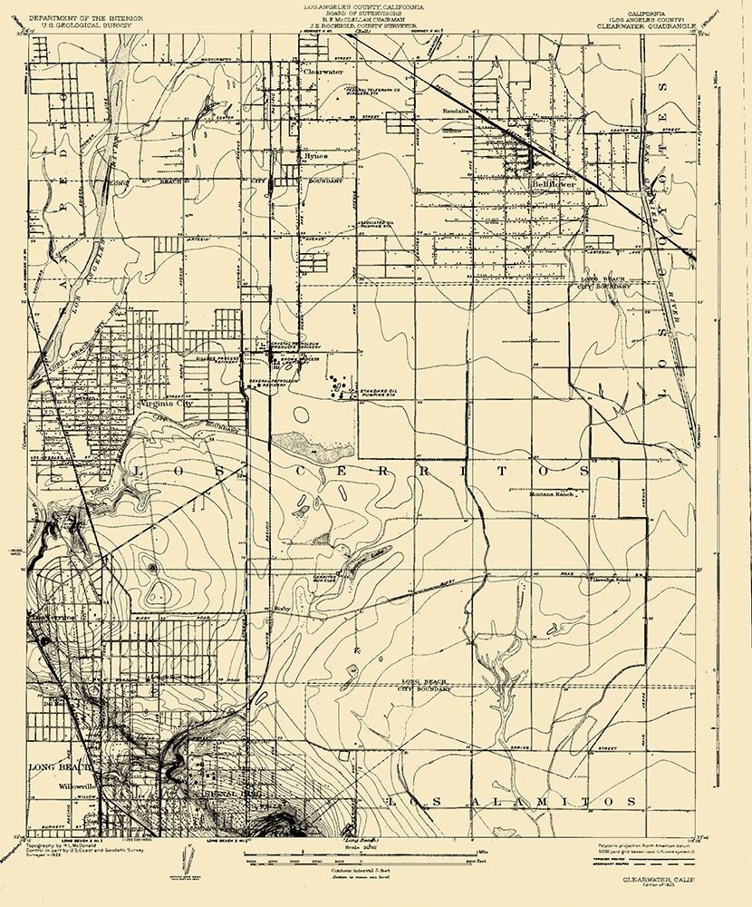 Clearwater California Quad - USGS 1925 art print by USGS for $57.95 CAD