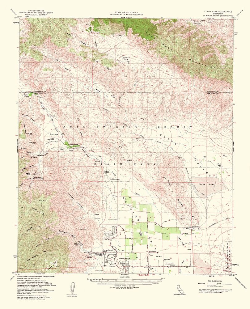 Clark Lake California Quad - USGS 1962 art print by USGS for $57.95 CAD