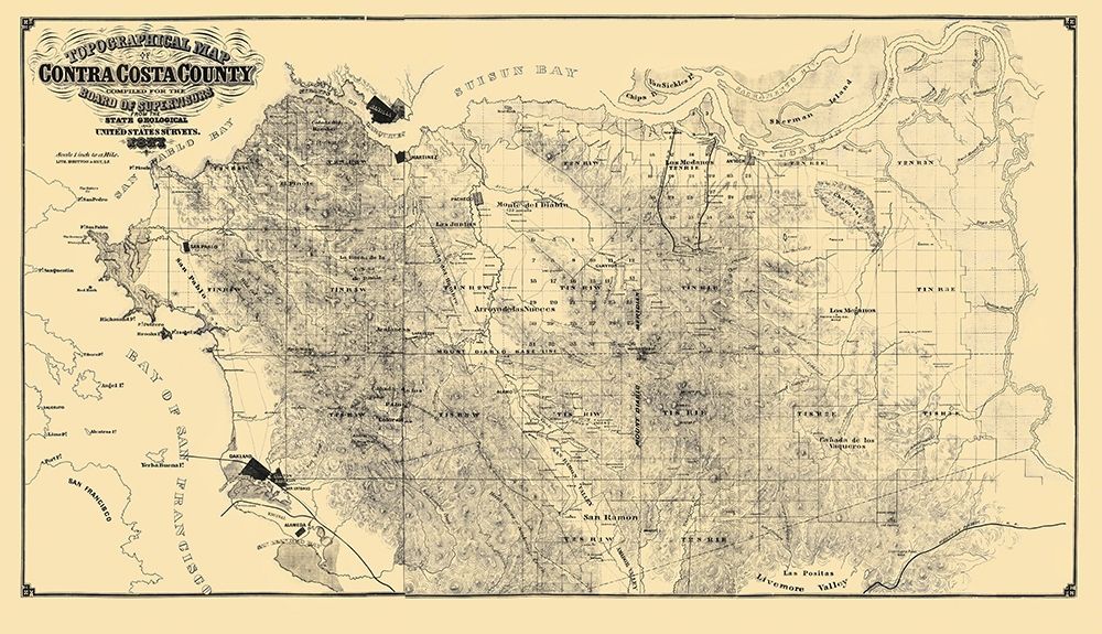 Contra Costa California - USGS 1871 art print by USGS for $57.95 CAD