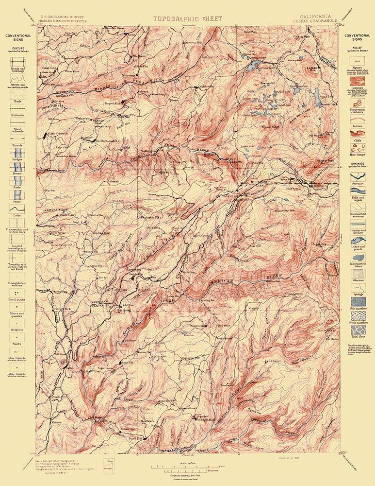 Colfax California Quad - USGS 1898 art print by USGS for $57.95 CAD