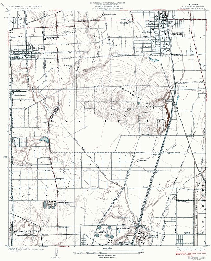 Compton California Quad - USGS 1924 art print by USGS for $57.95 CAD