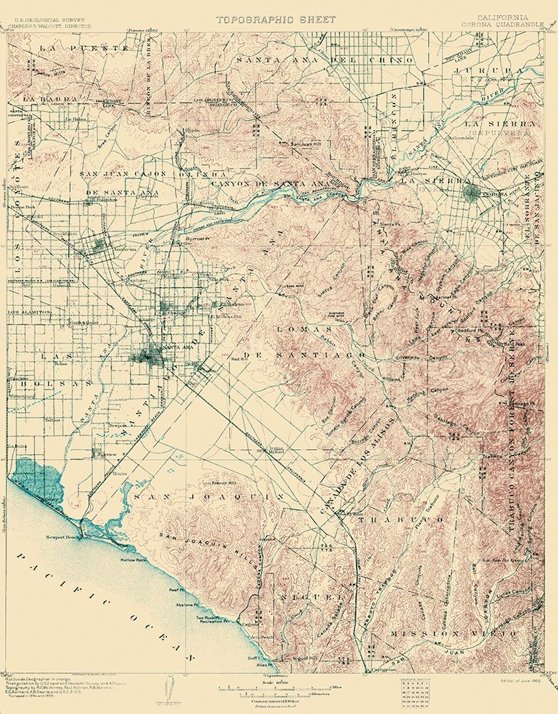 Corona California Quad - USGS 1902 art print by USGS for $57.95 CAD