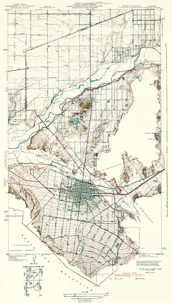 Corona Vicinity California - USGS 1942 art print by USGS for $57.95 CAD