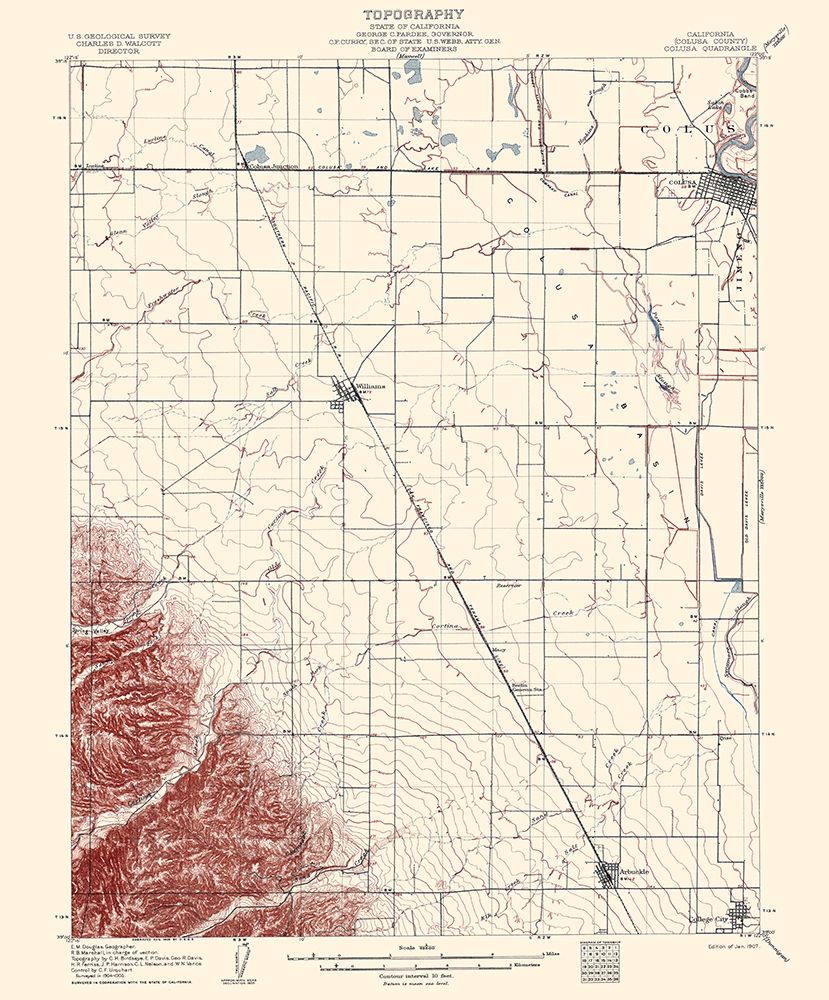 Colusa California Quad - USGS 1907 art print by USGS for $57.95 CAD